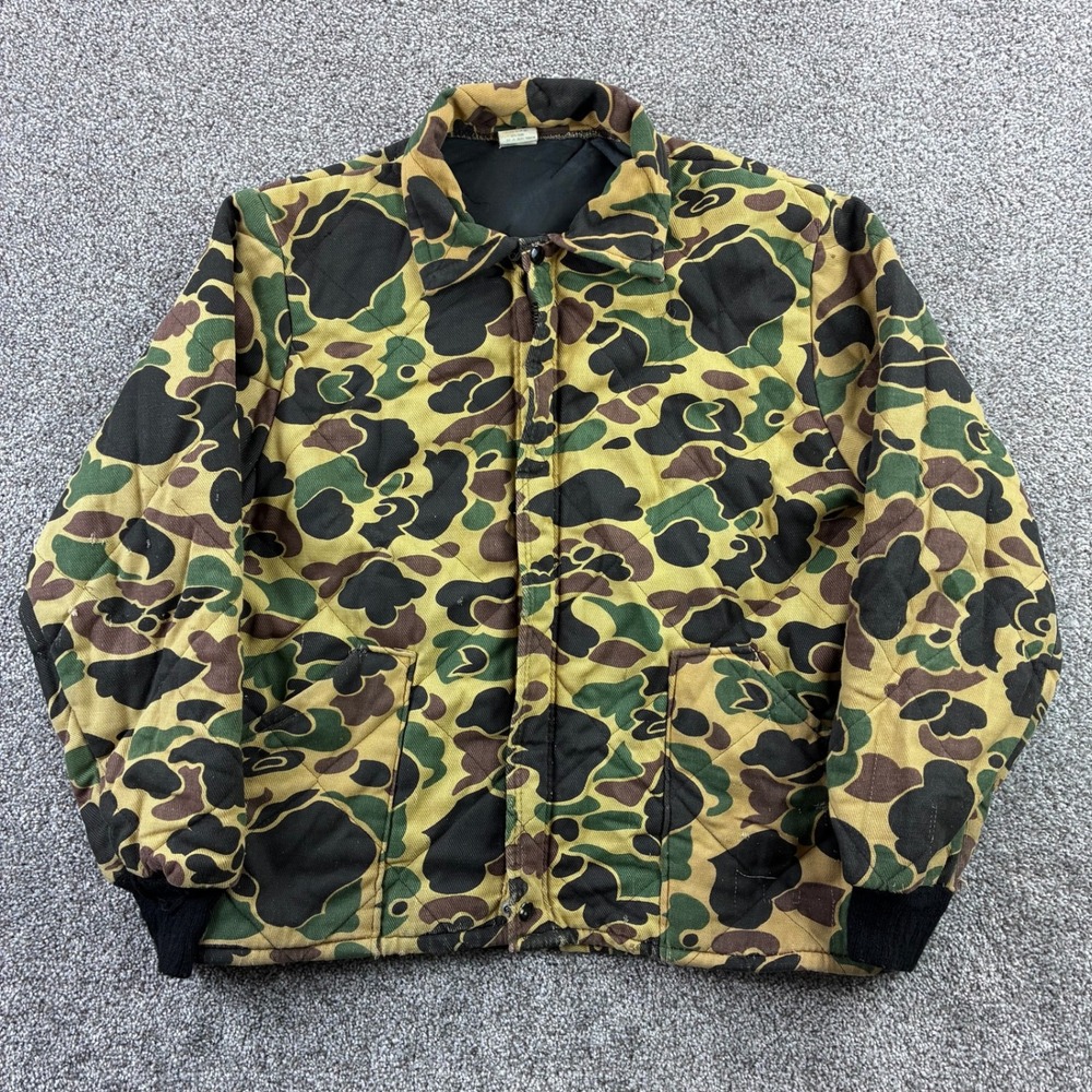 Vintage Empire Duck Camo Quilted Jacket Mens Large Insulated Hunting USA Made